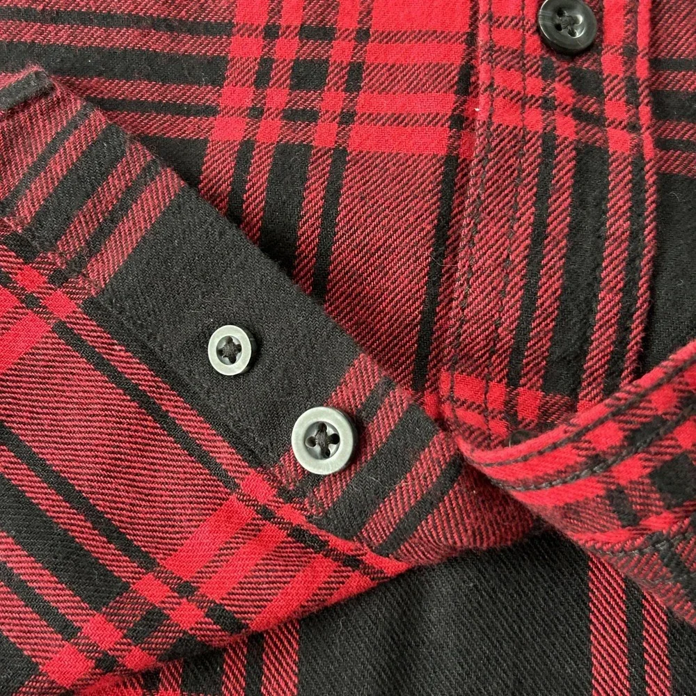 Hamms Beer Flannel Shirt Mens 2XL Red Plaid Angry Minnow VTG‎ Canvas Old Tag - Picture 6 of 12